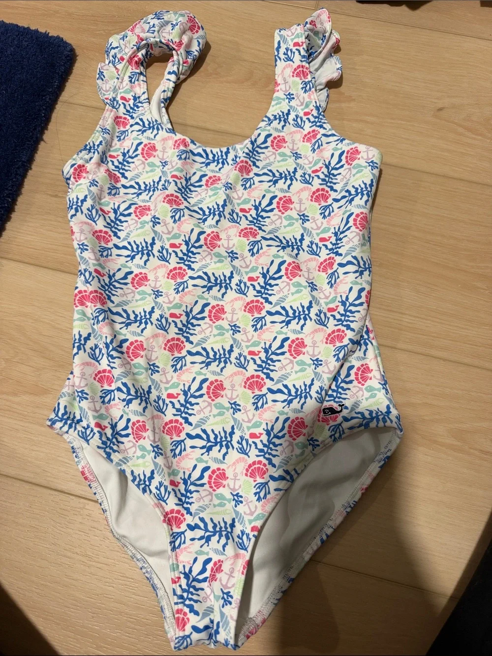 Girls White Floral Print One-Piece Swimsuit